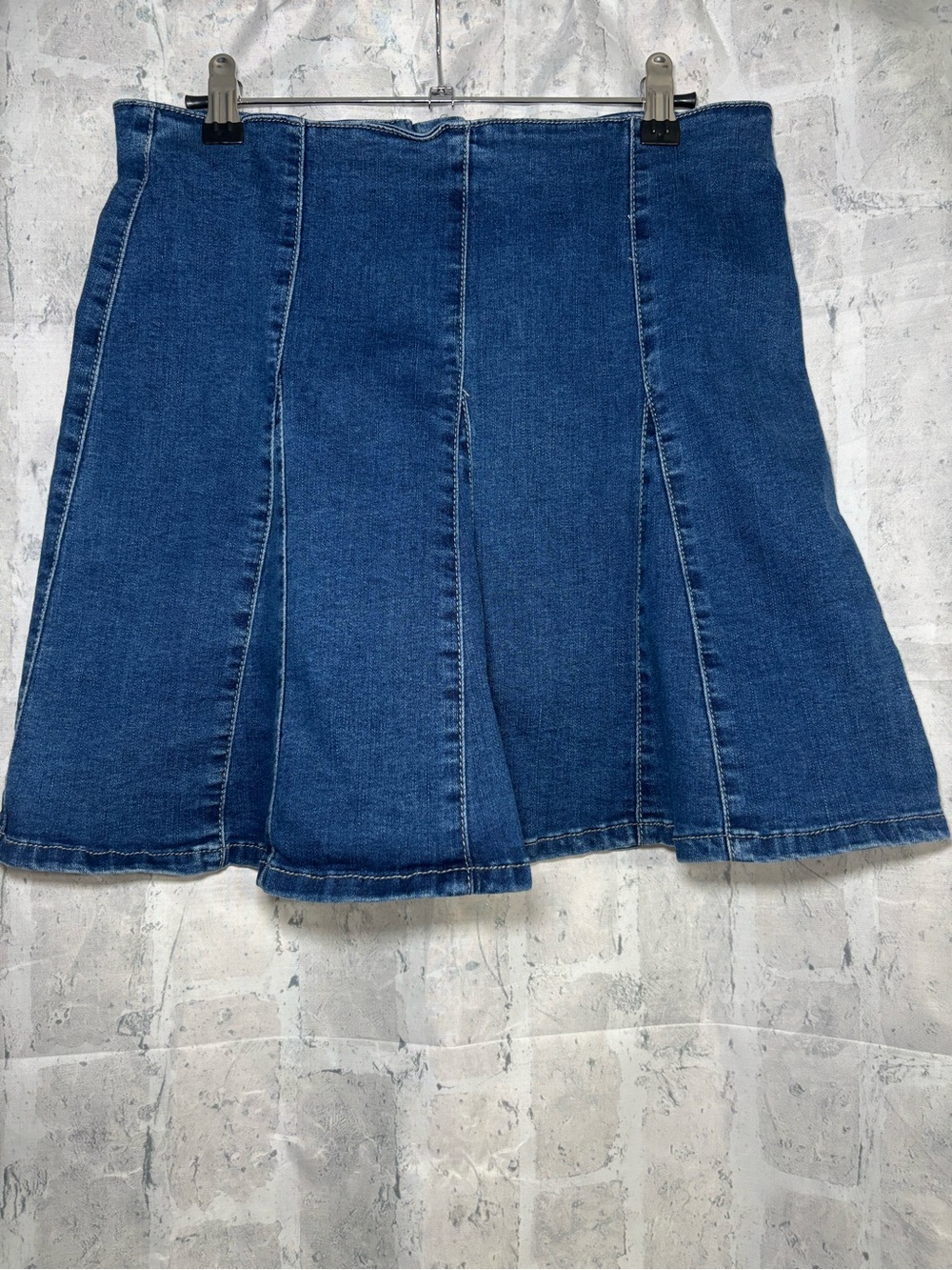 Denim Blvd Classic Blue Denim Mini Skirt - Casual A-Line Panel